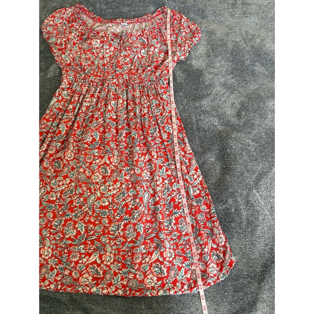 Old Navy Small Maternity Coral Orange with Blue Floral Pattern Dress - Picture 9 of 10